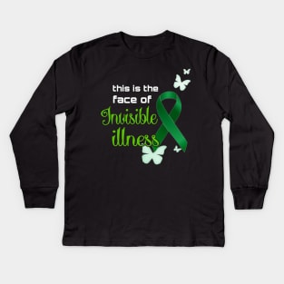 Green Ribbon Invisible Illness Kids Long Sleeve T-Shirt